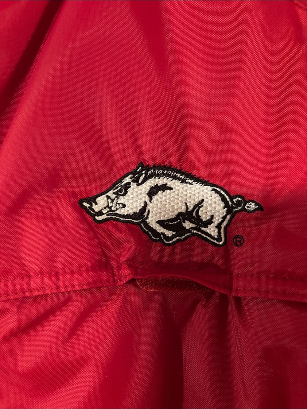 Nike Red Hooded Puffer Jacket with Razorback Patch - Picture 3 of 5